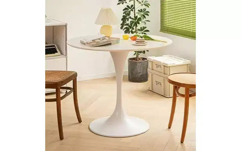 JVNOXK 24-Inch Round Table, Modern Dining Table, Tulip Round Kitchen Table, Medieval Style Living Room Coffee Table, Oval Dining Table, White