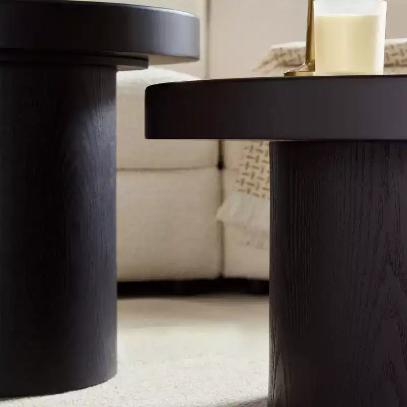 Round Nesting Coffee Table Set Minimalist Center Table Cocktail Table End Table Sofa Side Table Accent Table with Sintered Stone Tabletop - ModernLuxe