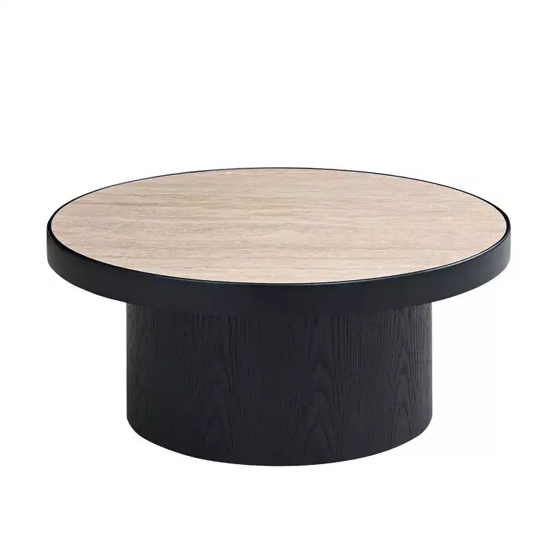 Round Nesting Coffee Table Set Minimalist Center Table Cocktail Table End Table Sofa Side Table Accent Table with Sintered Stone Tabletop - ModernLuxe
