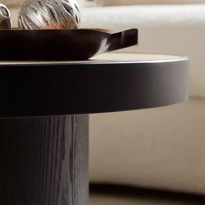 Round Nesting Coffee Table Set Minimalist Center Table Cocktail Table End Table Sofa Side Table Accent Table with Sintered Stone Tabletop - ModernLuxe