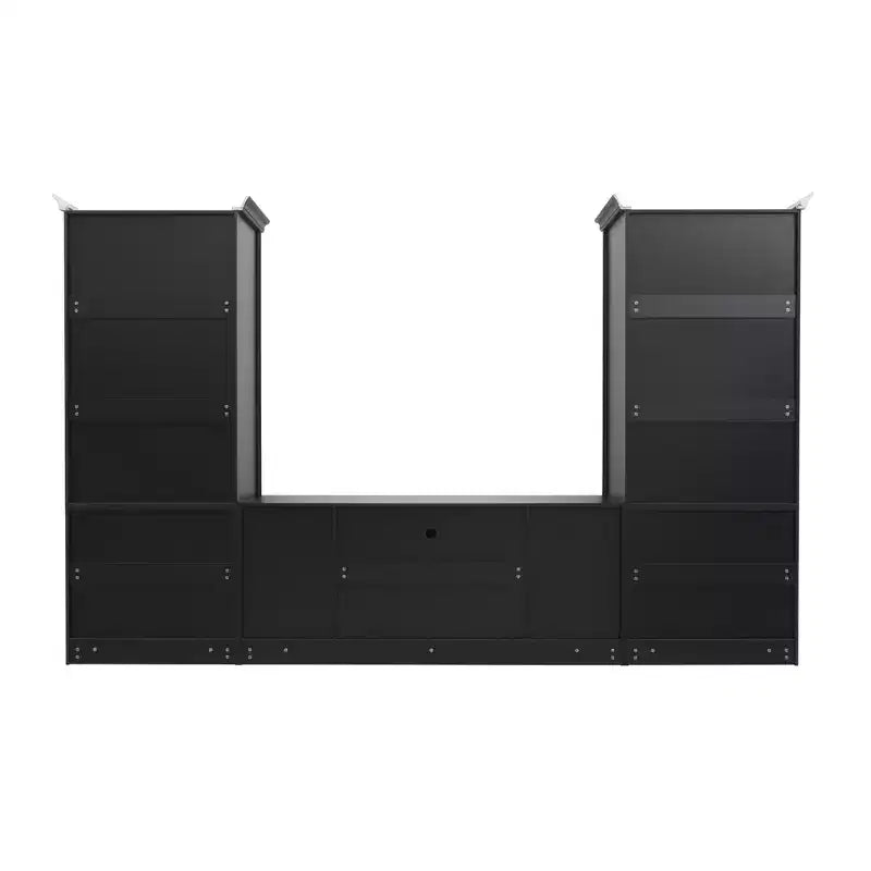 128W Entertainment Center for TVs up to 80, Modern TV Stand Media Console Wall Unit with Glass Display Shelves - ModernLuxe