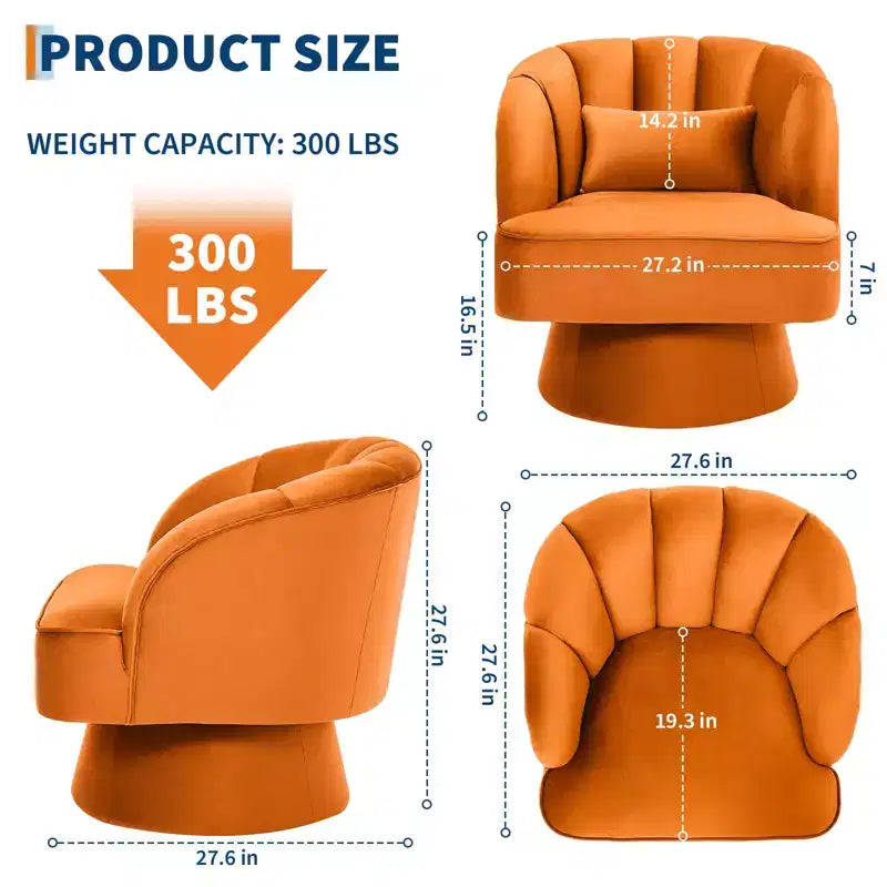 Modern Smooth Swivel Barrel Accent Chair 360 Rotating Lounge Armchair with Upholstered Armrests Comfy Club Chair for Living Room, Bedroom,Office