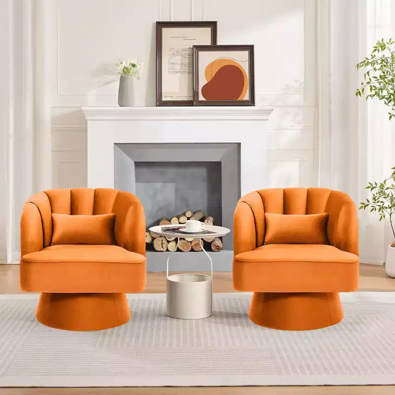 Modern Smooth Swivel Barrel Accent Chair 360 Rotating Lounge Armchair with Upholstered Armrests Comfy Club Chair for Living Room, Bedroom,Office