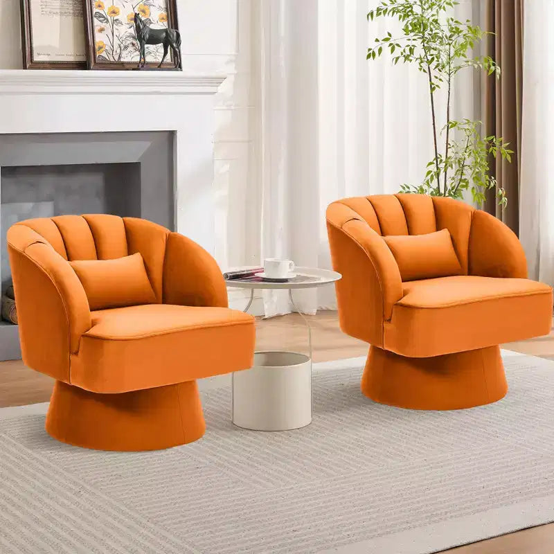 Modern Smooth Swivel Barrel Accent Chair 360 Rotating Lounge Armchair with Upholstered Armrests Comfy Club Chair for Living Room, Bedroom,Office