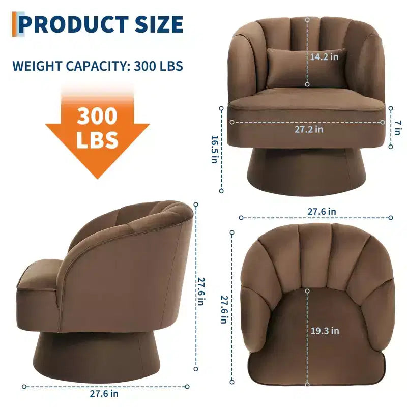 Modern Smooth Swivel Barrel Accent Chair 360 Rotating Lounge Armchair with Upholstered Armrests Comfy Club Chair for Living Room, Bedroom,Office