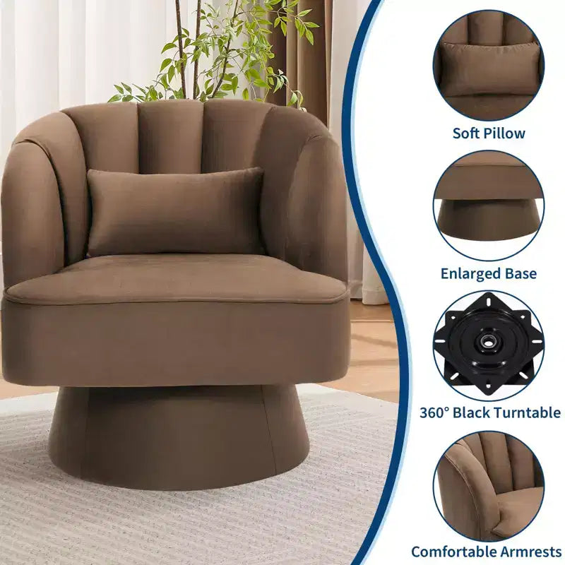 Modern Smooth Swivel Barrel Accent Chair 360 Rotating Lounge Armchair with Upholstered Armrests Comfy Club Chair for Living Room, Bedroom,Office