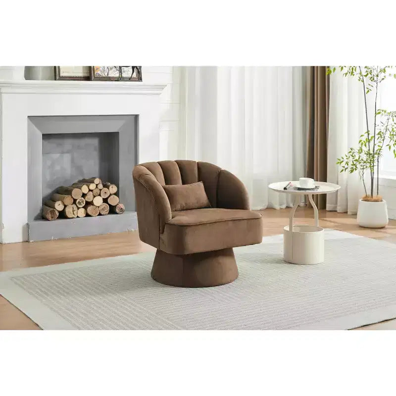 Modern Smooth Swivel Barrel Accent Chair 360 Rotating Lounge Armchair with Upholstered Armrests Comfy Club Chair for Living Room, Bedroom,Office