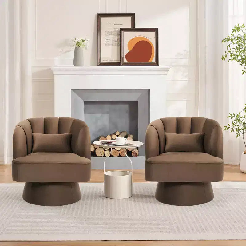 Modern Smooth Swivel Barrel Accent Chair 360 Rotating Lounge Armchair with Upholstered Armrests Comfy Club Chair for Living Room, Bedroom,Office