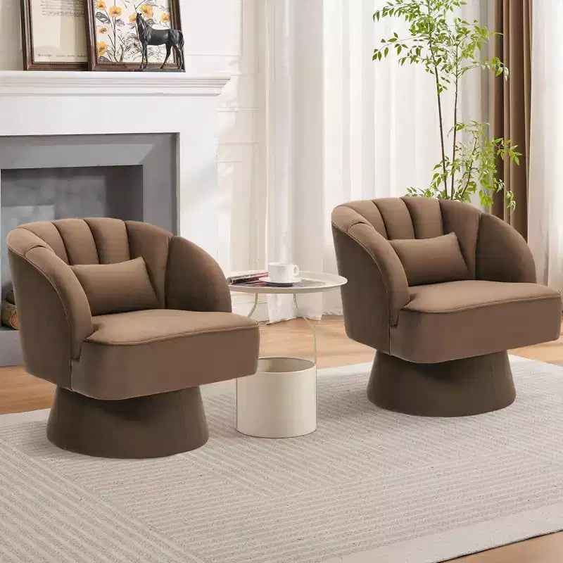 Modern Smooth Swivel Barrel Accent Chair 360 Rotating Lounge Armchair with Upholstered Armrests Comfy Club Chair for Living Room, Bedroom,Office
