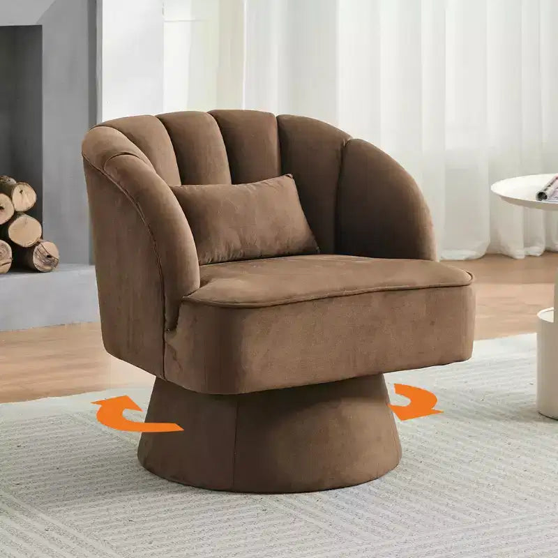 Modern Smooth Swivel Barrel Accent Chair 360 Rotating Lounge Armchair with Upholstered Armrests Comfy Club Chair for Living Room, Bedroom,Office