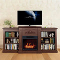 TV Stand with Mantel & Cabinets, Fits TVs Up to 67, 18 Fireplace Insert with Remote, Media Console Entertainment Center for Living Room