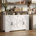 55 Farmhouse Cabinet with Charging Station & 3 Drawers, Sideboard Buffet Cabinet with Storage and Open Shelf, for Dining Room Living Room