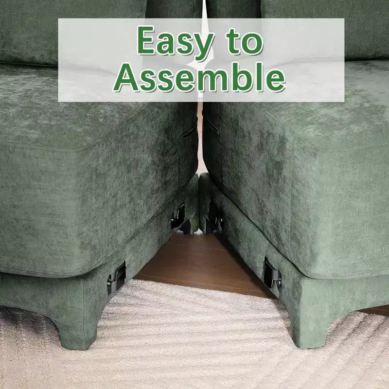 Homy Casa 2-Seater Chenille Sofa with Lumbar Pillows, Modern Upholstered Loveseat for Living Room, Green