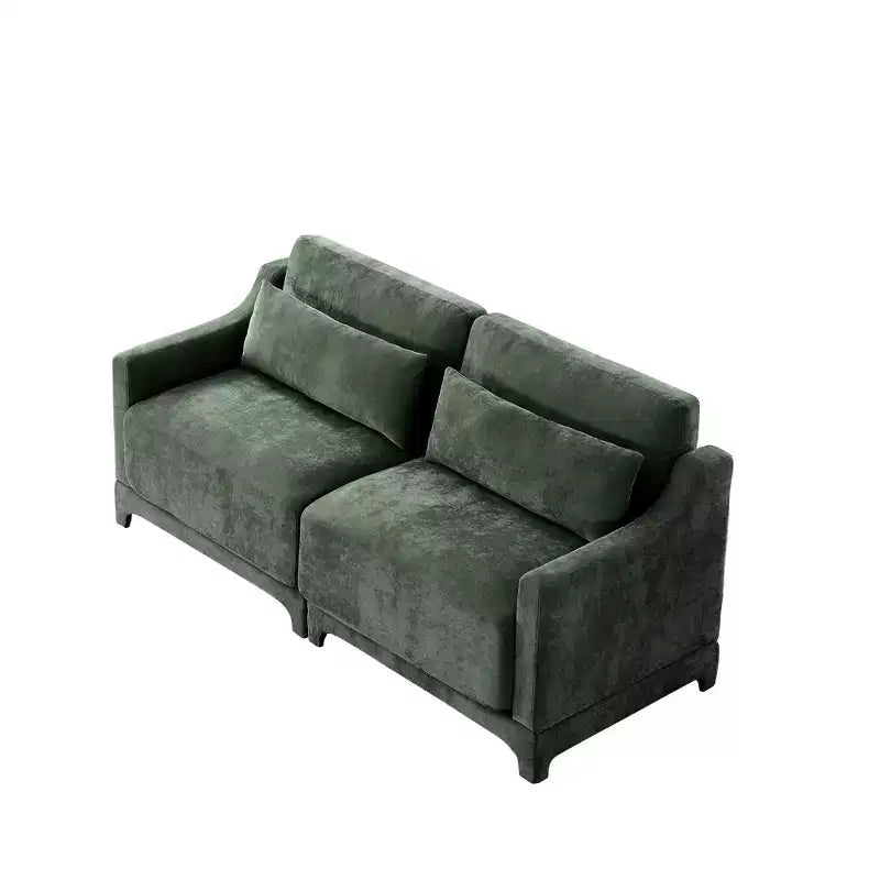 Homy Casa 2-Seater Chenille Sofa with Lumbar Pillows, Modern Upholstered Loveseat for Living Room, Green