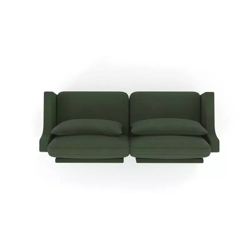 Homy Casa 2-Seater Chenille Sofa with Lumbar Pillows, Modern Upholstered Loveseat for Living Room, Green