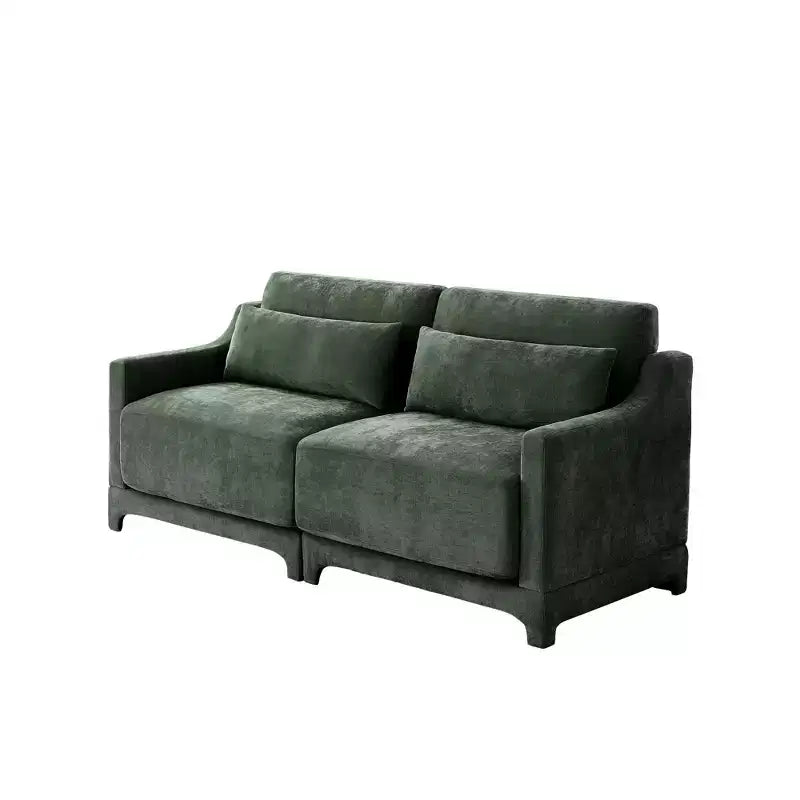 Homy Casa 2-Seater Chenille Sofa with Lumbar Pillows, Modern Upholstered Loveseat for Living Room, Green