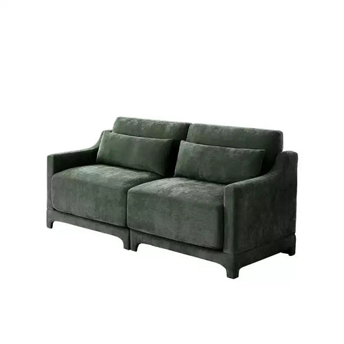 Homy Casa 2-Seater Chenille Sofa with Lumbar Pillows, Modern Upholstered Loveseat for Living Room, Green