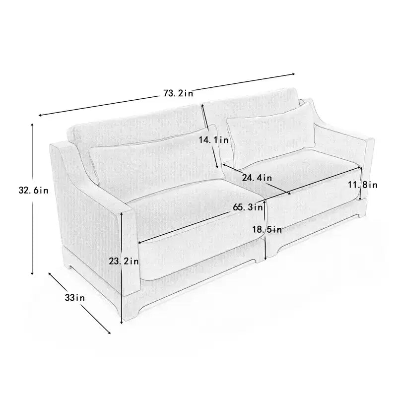 Homy Casa 2-Seater Chenille Sofa with Lumbar Pillows, Modern Upholstered Loveseat for Living Room, Green