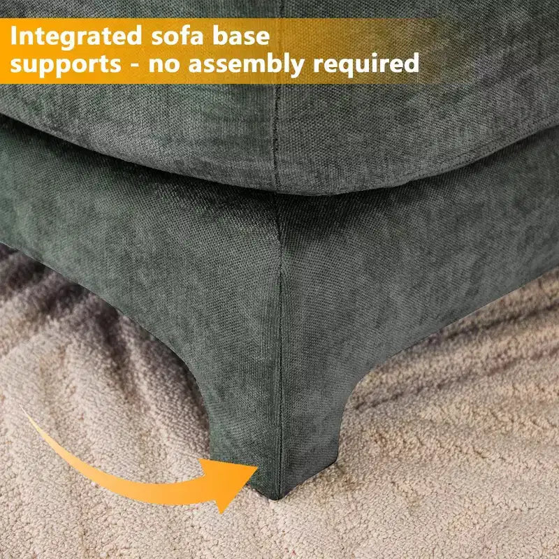 Homy Casa 2-Seater Chenille Sofa with Lumbar Pillows, Modern Upholstered Loveseat for Living Room, Green