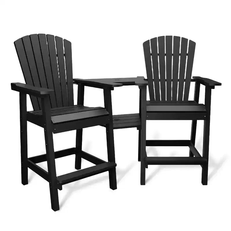 Outdoor Tall Adirondack Chairs, with Connecting Tray, Compact Seating, Bar Stool Chair with High Back, for Garden Deck Backyard