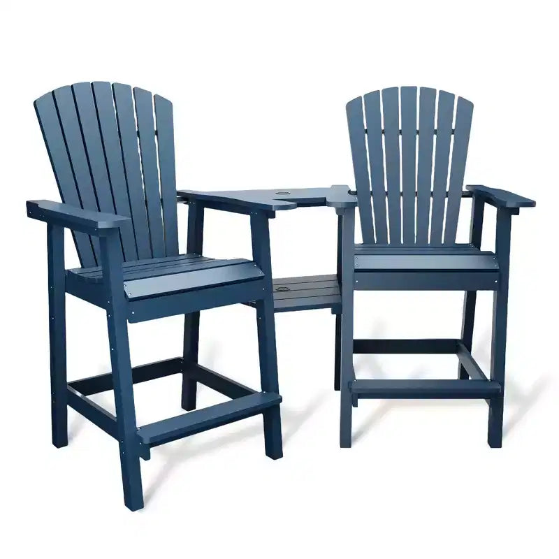 Outdoor Tall Adirondack Chairs, with Connecting Tray, Compact Seating, Bar Stool Chair with High Back, for Garden Deck Backyard
