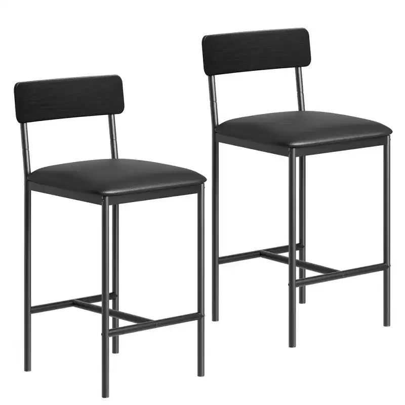 Upholstered Bar Stool with Backrest & Footrest, Ergonomic Design, Easy Assembly, for Kitchen Island & Counter