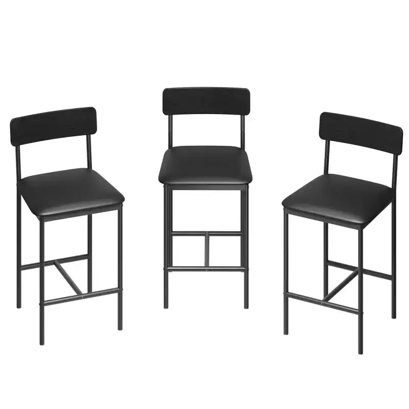 Upholstered Bar Stool with Backrest & Footrest, Ergonomic Design, Easy Assembly, for Kitchen Island & Counter