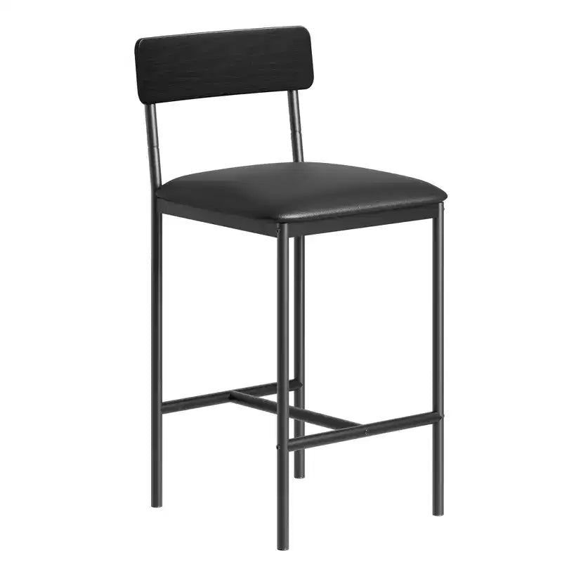 Upholstered Bar Stool with Backrest & Footrest, Ergonomic Design, Easy Assembly, for Kitchen Island & Counter