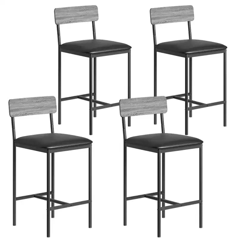 Upholstered Bar Stool with Backrest & Footrest, Ergonomic Design, Easy Assembly, for Kitchen Island & Counter