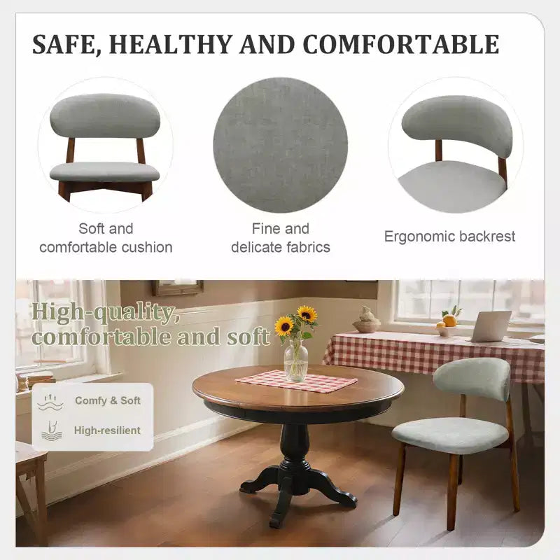 GDFStudio Alysa Fabric Upholstered Rubber Wood Dining Chair