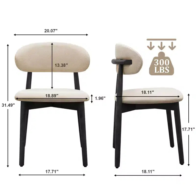 GDFStudio Alysa Fabric Upholstered Rubber Wood Dining Chair