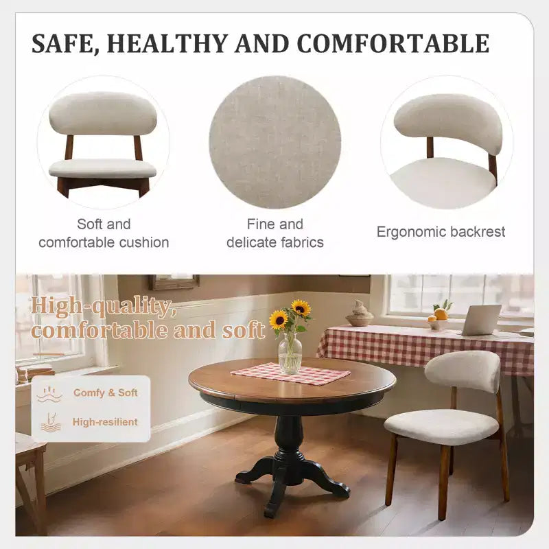GDFStudio Alysa Fabric Upholstered Rubber Wood Dining Chair