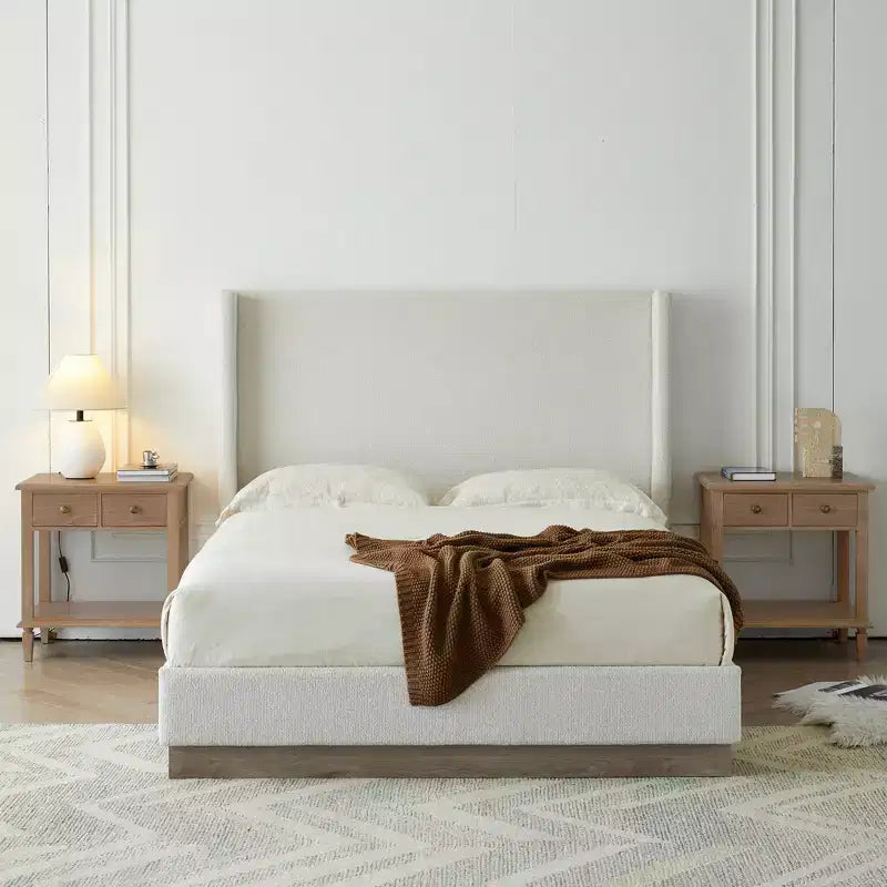 GDFStudio Elegant Upholstered Wingback Bed, Box Spring Request