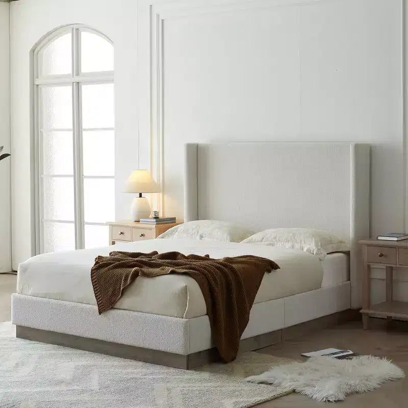 GDFStudio Elegant Upholstered Wingback Bed, Box Spring Request