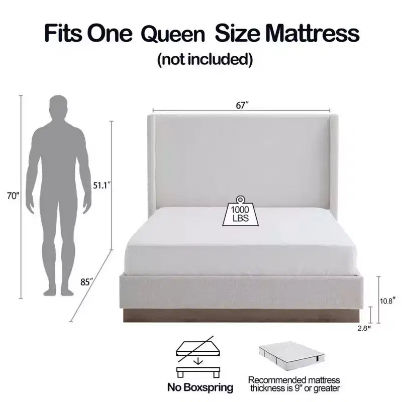 GDFStudio Elegant Upholstered Wingback Bed, Box Spring Request