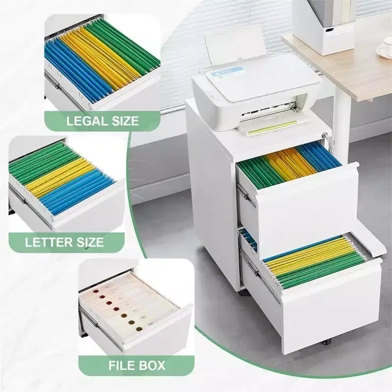 2 Drawers Lock Metal Vertical Office File Cabient With Wheels Mobile