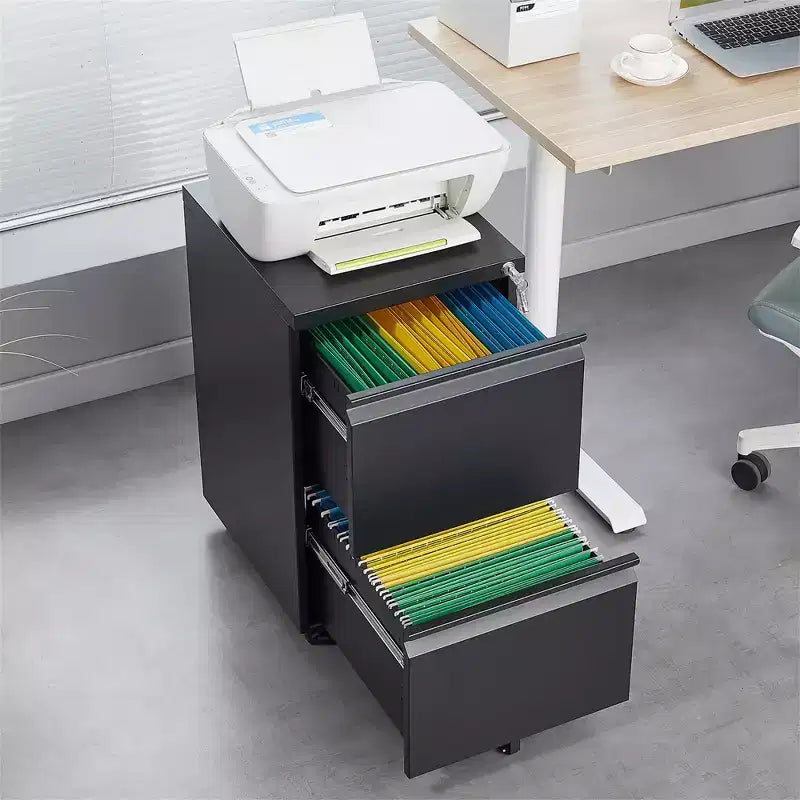 2 Drawers Lock Metal Vertical Office File Cabient With Wheels Mobile