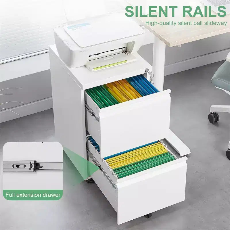 2 Drawers Lock Metal Vertical Office File Cabient With Wheels Mobile