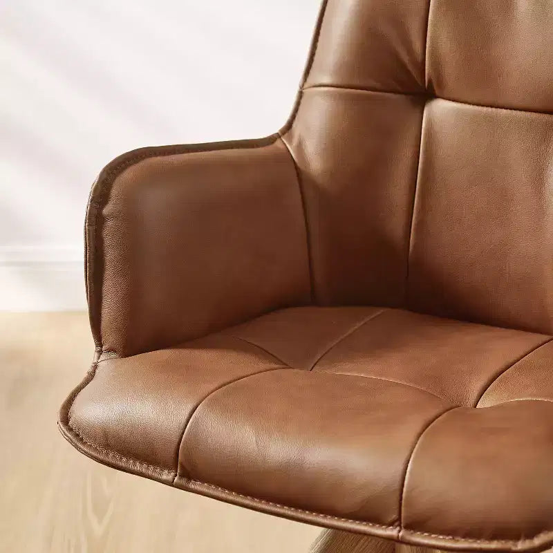 Art Leon Genuine Leather Home Office Swivel Accent Chair