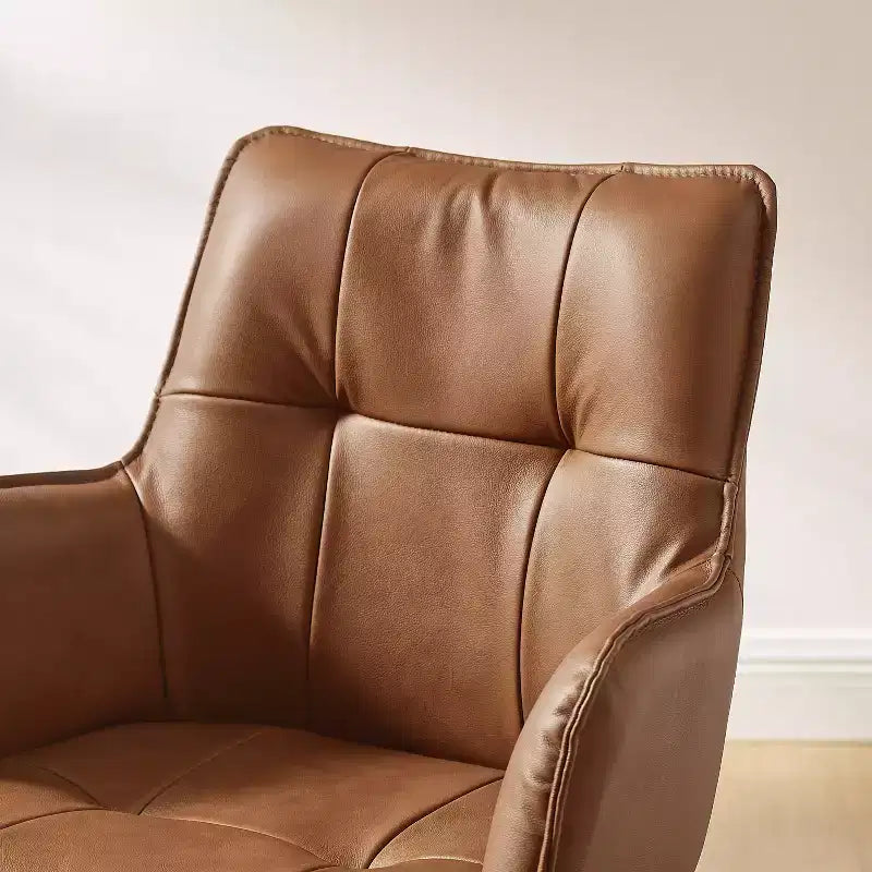 Art Leon Genuine Leather Home Office Swivel Accent Chair