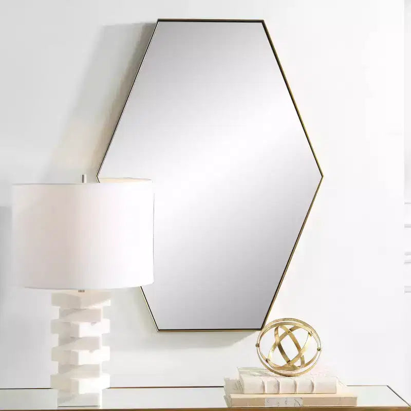 Uttermost Ankara Brushed Brass 25 x 34 Hexagon Wall Mirror