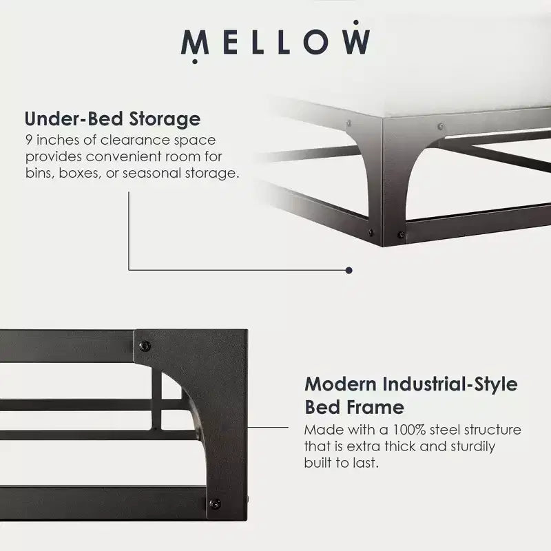 Mellow Ace of Base Metal Platform Low Profile Bed Frame
