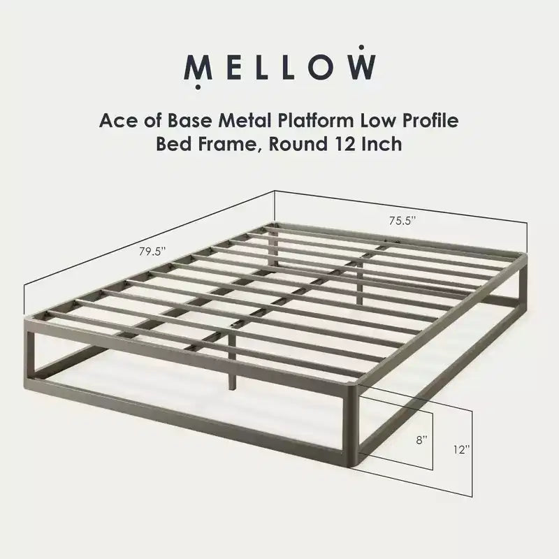 Mellow Ace of Base Metal Platform Low Profile Bed Frame