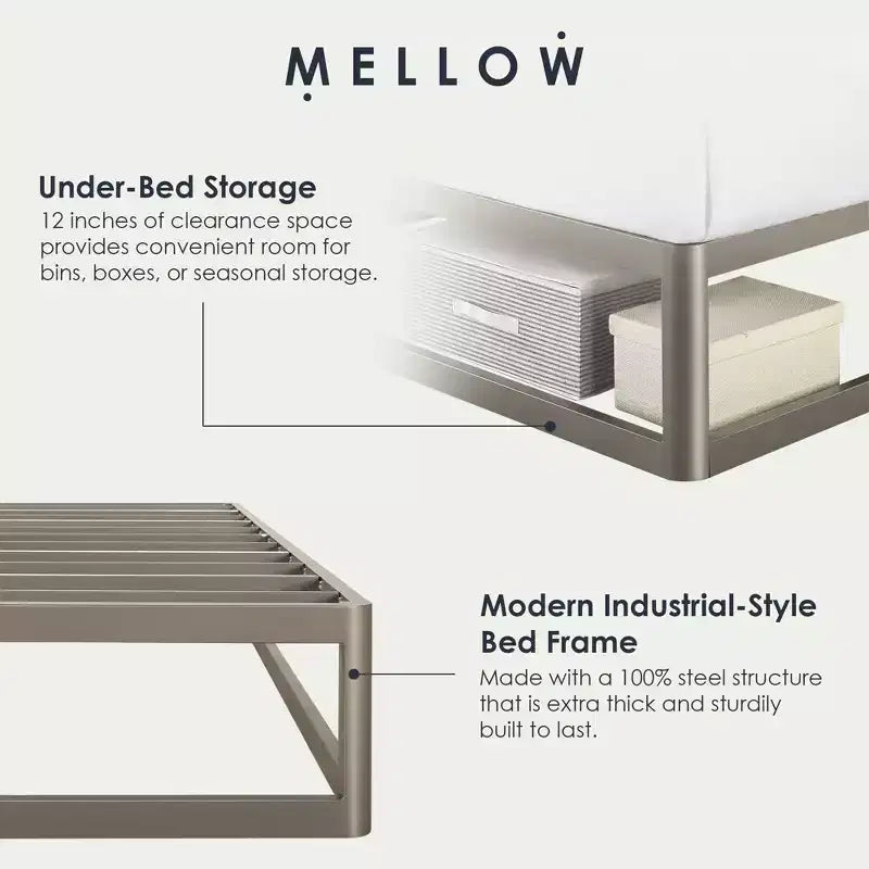 Mellow Ace of Base Metal Platform Low Profile Bed Frame