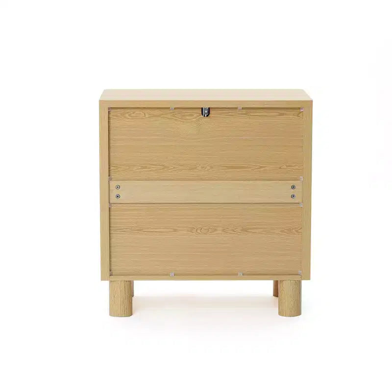 LuxenHome 28.3 Small Buffet Cabinet with Storage, Oak Accent Cabinets with Rounded Edges Brown
