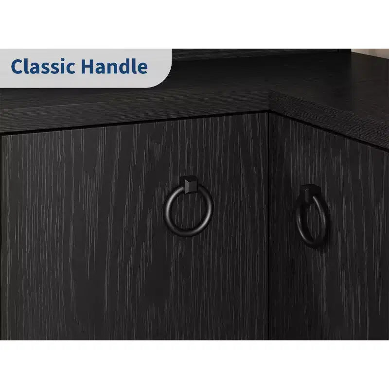 Garvee Corner Bookshelf with Storage, 74.5 Corner Bookcase with Cabinet, Arched L Shaped Bookshelf 6 Tier with Metal Frame for Living Room Bedroom