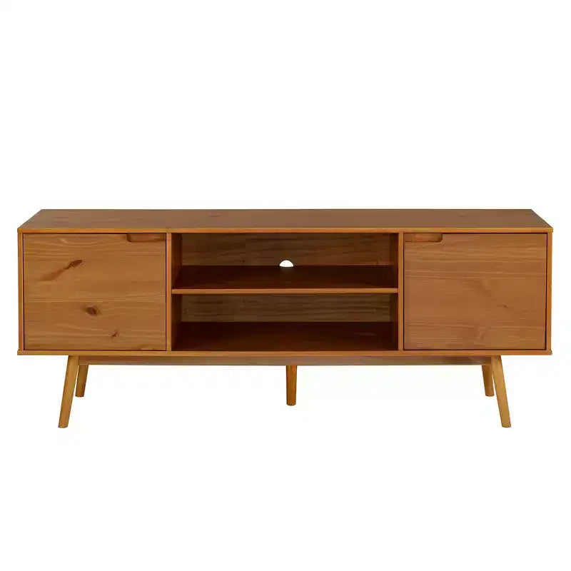 Solid Wood Mid-Century Modern TV Stand for TVs up to 80