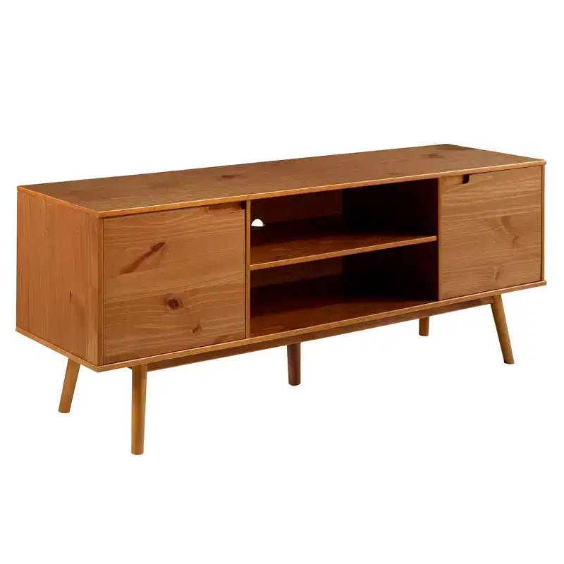 Solid Wood Mid-Century Modern TV Stand for TVs up to 80