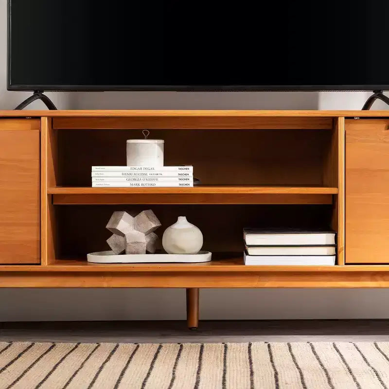 Solid Wood Mid-Century Modern TV Stand for TVs up to 80
