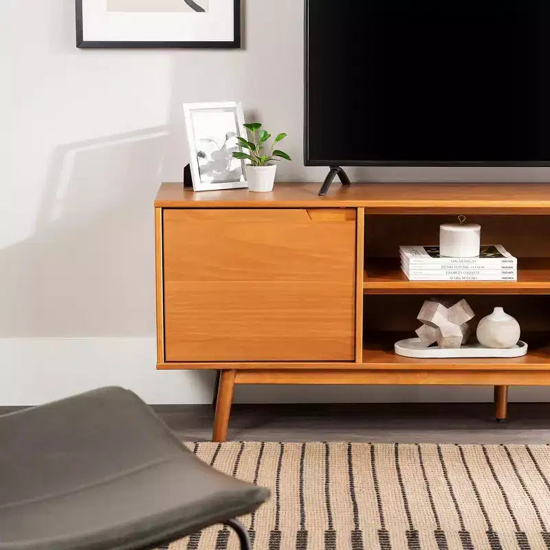 Solid Wood Mid-Century Modern TV Stand for TVs up to 80